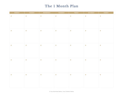 Product 1 Month Calendar