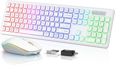 RGB wireless keyboard and mouse set used by Dallas creatives for productivity hacks — recommended tools by brand photographer Sophie K. Hunter.