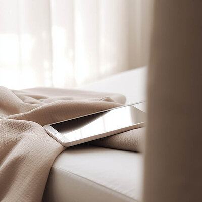 Stockfoto ipad op een bank