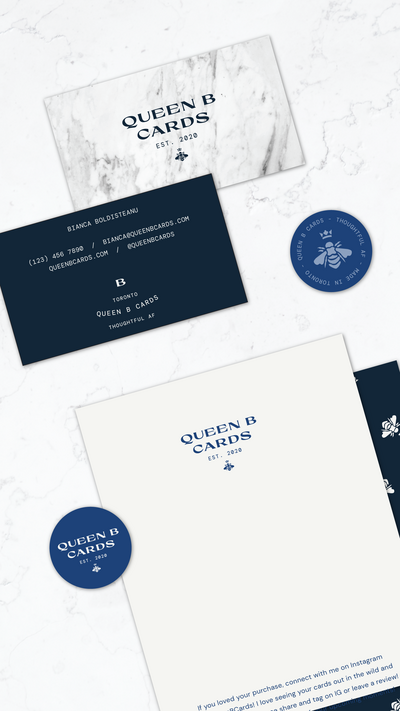 Stationery design for Queen B Cards