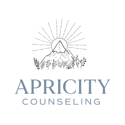 apriticty counseling logo mountain with flowers