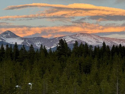 mountain sunset with clouds
