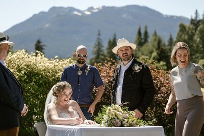 wedding officiant signing documents