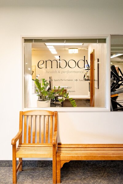 The exterior window Embody Health & Performance located at the Marsh in Minnetonka