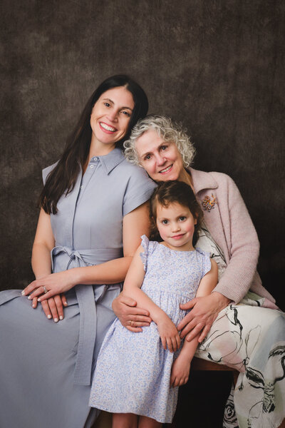 Elegant family portrait in studio — fine art photography in Sausalito