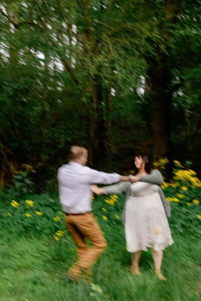 couple dancing at atlanta engagement session