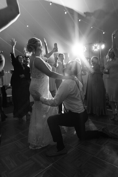 Bride and groom being introduced to reception at CrossKeys Vineyard taken by Charlottesville wedding photographer.