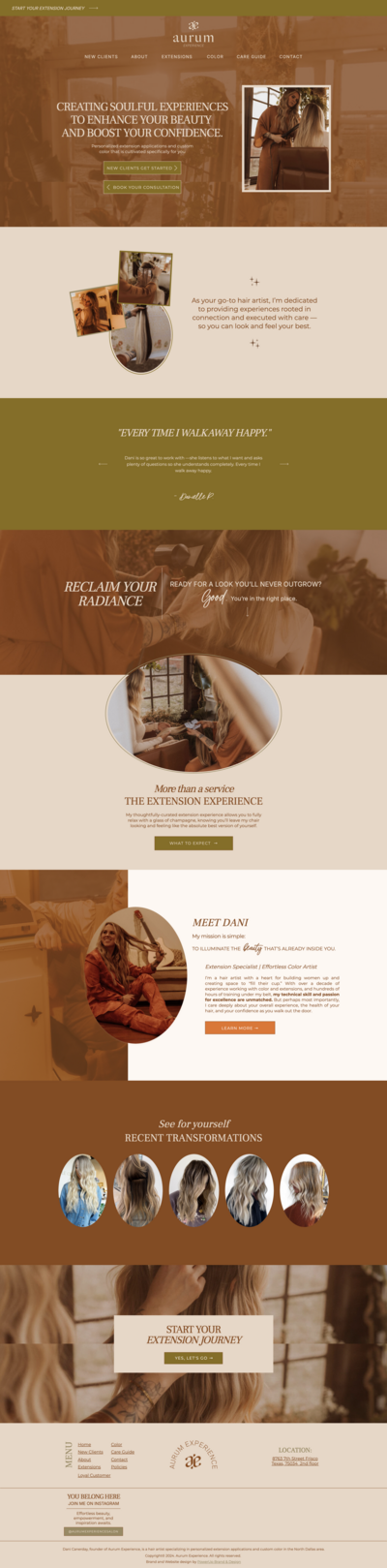 Professional website package for hair and color artists designed to guide women toward powerful transformations.