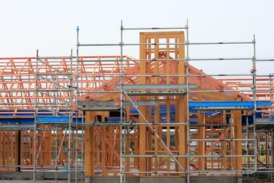 wooden framing of new build on port hills christchurch