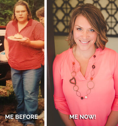 Jen's before and after weight loss images