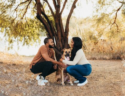 Personal photo of Always Present founders with their dog, showcasing their family-friendly brand.