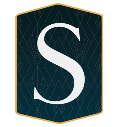 Submark Logo of S with teal and gold design for photobooth brand