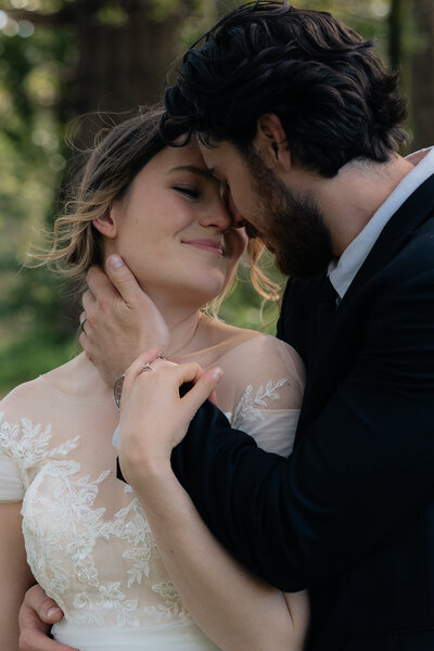 Elopement couple celebrating at Black Beach, Silver Bay, MN
