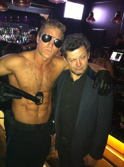 Brent Ray Fraser Officer Hardinski with Gollom Actor Andy Serkis