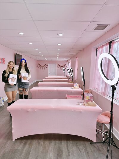 Inside of the academy lash chairs