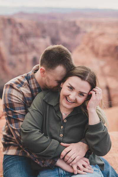 couple embraces at big bend for engagement photos