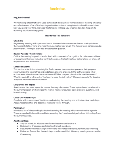 Universal Team Meeting Agenda