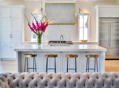 Image of modern white kitchen designed by Beverly Farrington Interior Designer Huntsville, Alabama