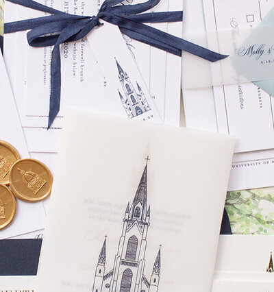 navy blue letterpress invitations