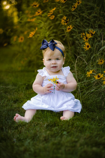 baby girl birthday outdoor sunset photography