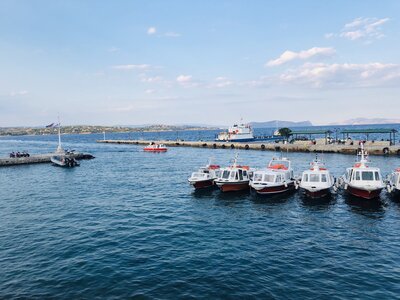 Boats in the ocean in Greece.