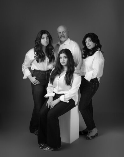 family photographer in charlotte nc, black and white serious pose the dad called bad ass