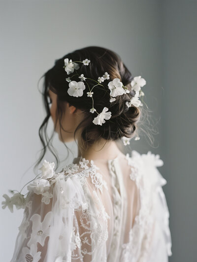 Bride getting ready at wedding venue