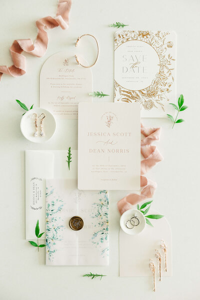 invitation suite flatlay by Knoxville Wedding Photographer, Amanda May Photos