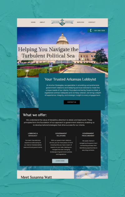 Photo of a website for a lobbyist company designed by Hummingbird Media.