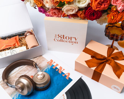 headphones vinyl record gift box