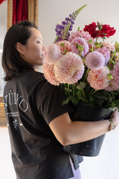Bouquet of seasonal flowers and greenery