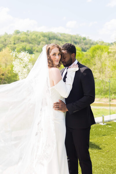 Bride and groom portraits in the grounds of Diamon Creek Farm, TN