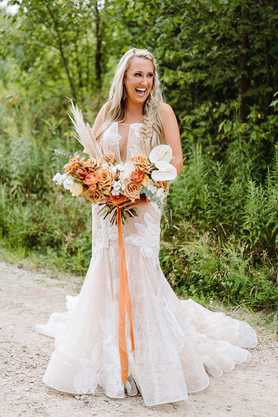 wedding floral bride bouquet wisconsin boho pampas