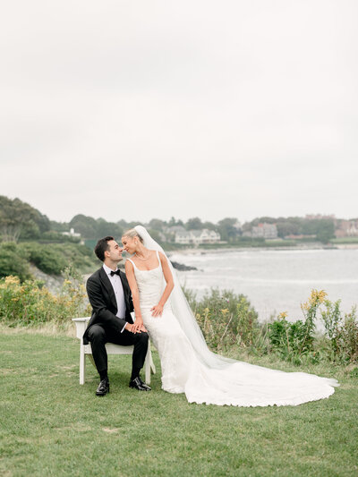 Bride and groom at Marble House