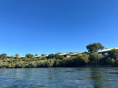 Looking at Simanya River Lodge from the perspective of the water