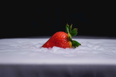strawberry in dry ice