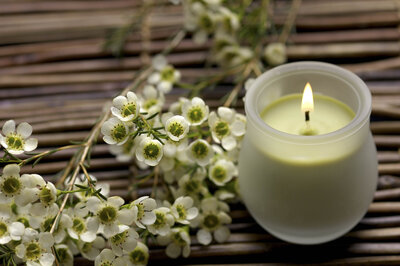 Candle and flowers