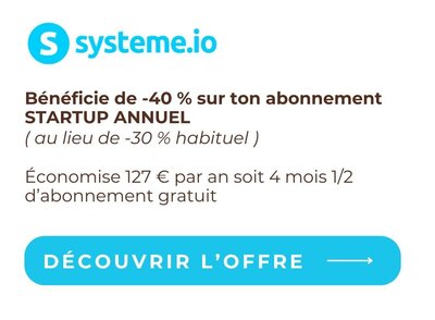Bannière d'écriture pour indiquer aux lectrices qu'elles peuvent bénéficier de -40% sur leur abonnement annuel système io