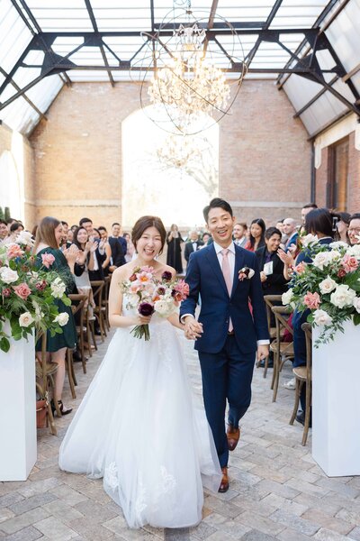Stunning portrait of couple just married at The Brideport art Center in Chicago.