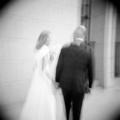 Bride and Groom walking away