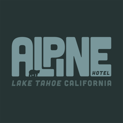 Alpine Hotel branding shown in blue tones