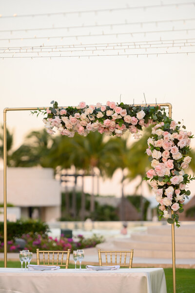 floral arch at wedding