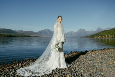 Bridal portrait at Lake McDonald in Glacier National Park