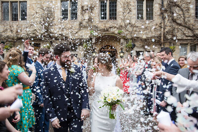 Showers of confetti at Hatton Court Hotel | Gloucestershire Wedding Photographer