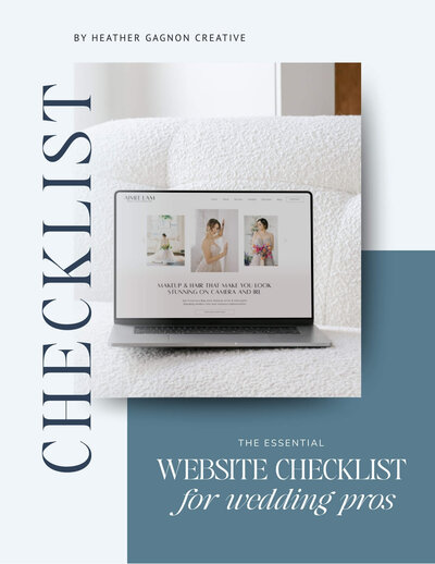 Cover page of a website checklist for wedding professionals.