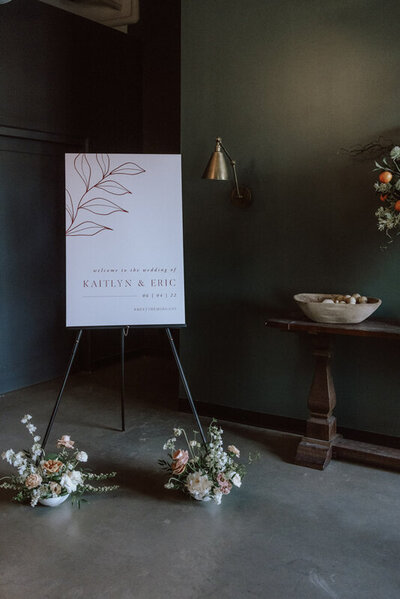 Urban garden wedding in downtown calgary with signage by The Social Page, custom wedding invitations & signage based in Calgary, Alberta.  Featured on the Brontë Bride Vendor Guide.