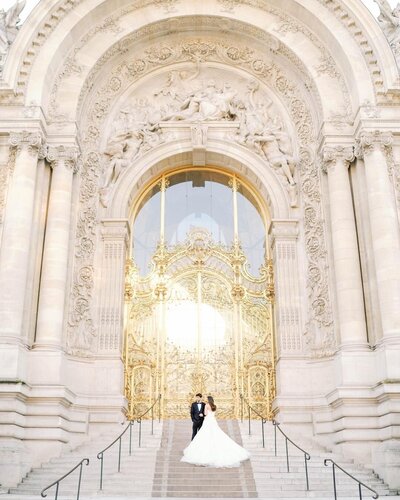 Bride and groom in Paris, France Destination Wedding