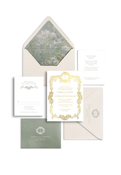 Semi Custom wedding invitation with letterpress
