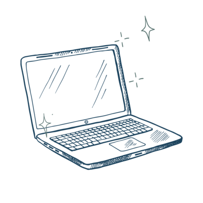 laptop with sparkles graphic