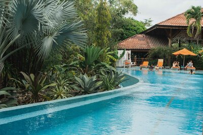 relaxing pool in the jungle at bodhi tree resort in Noara Costa Rica